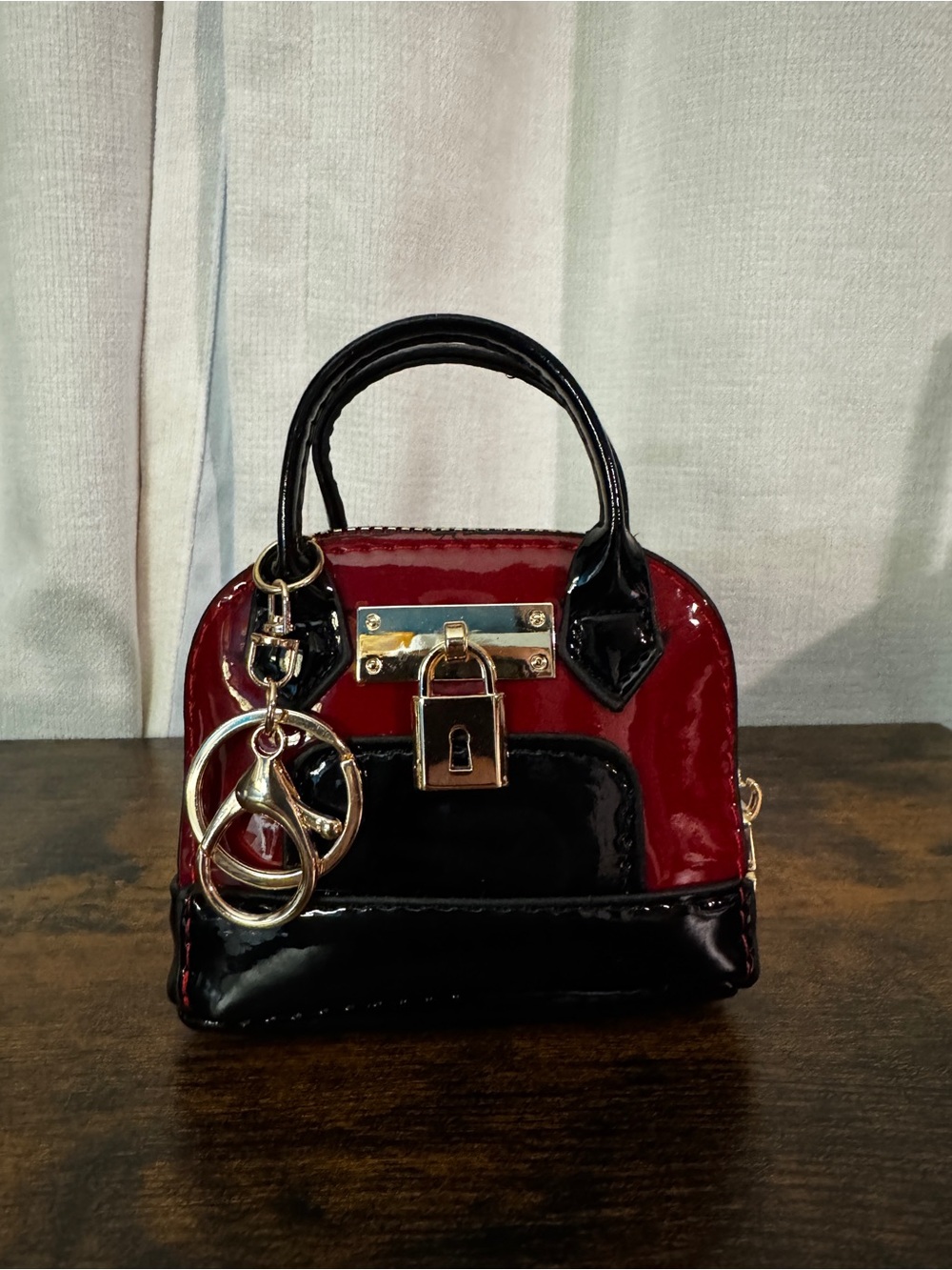 Patent Leather Red and Black Mini Satchel bag charm